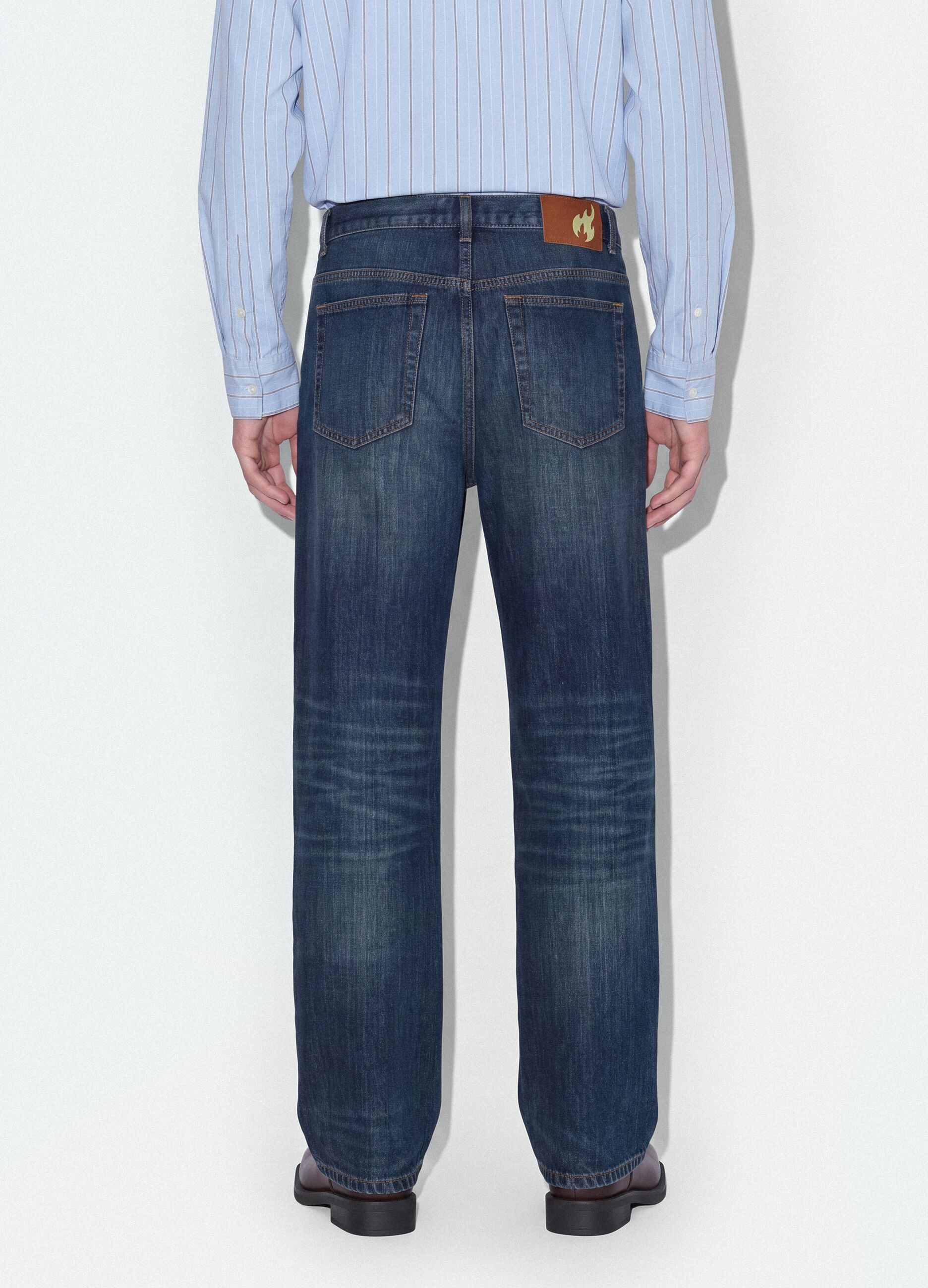 Blue pure-cotton flared denim jeans