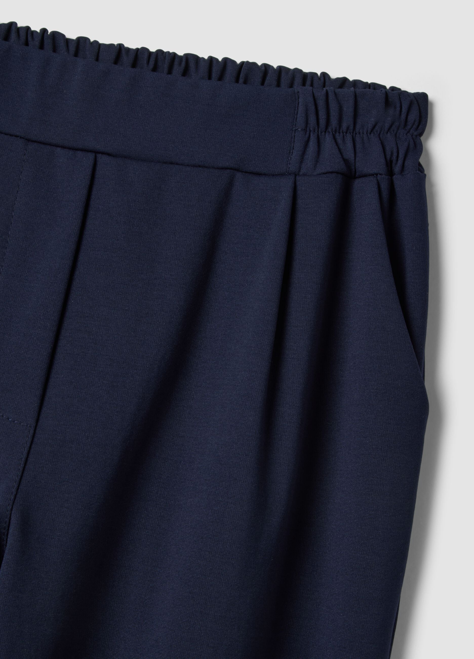 Blue Stretch Cotton Blend Trousers Regular Fit