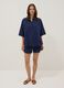 Blue pure cotton V-neck top_2