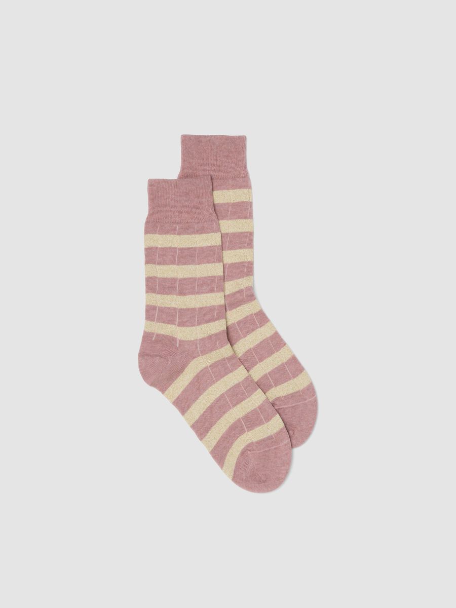 Calzini in misto cotone elasticizzato a righe multicolor_0