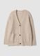 Beige stretch cardigan with deep V-neck_4