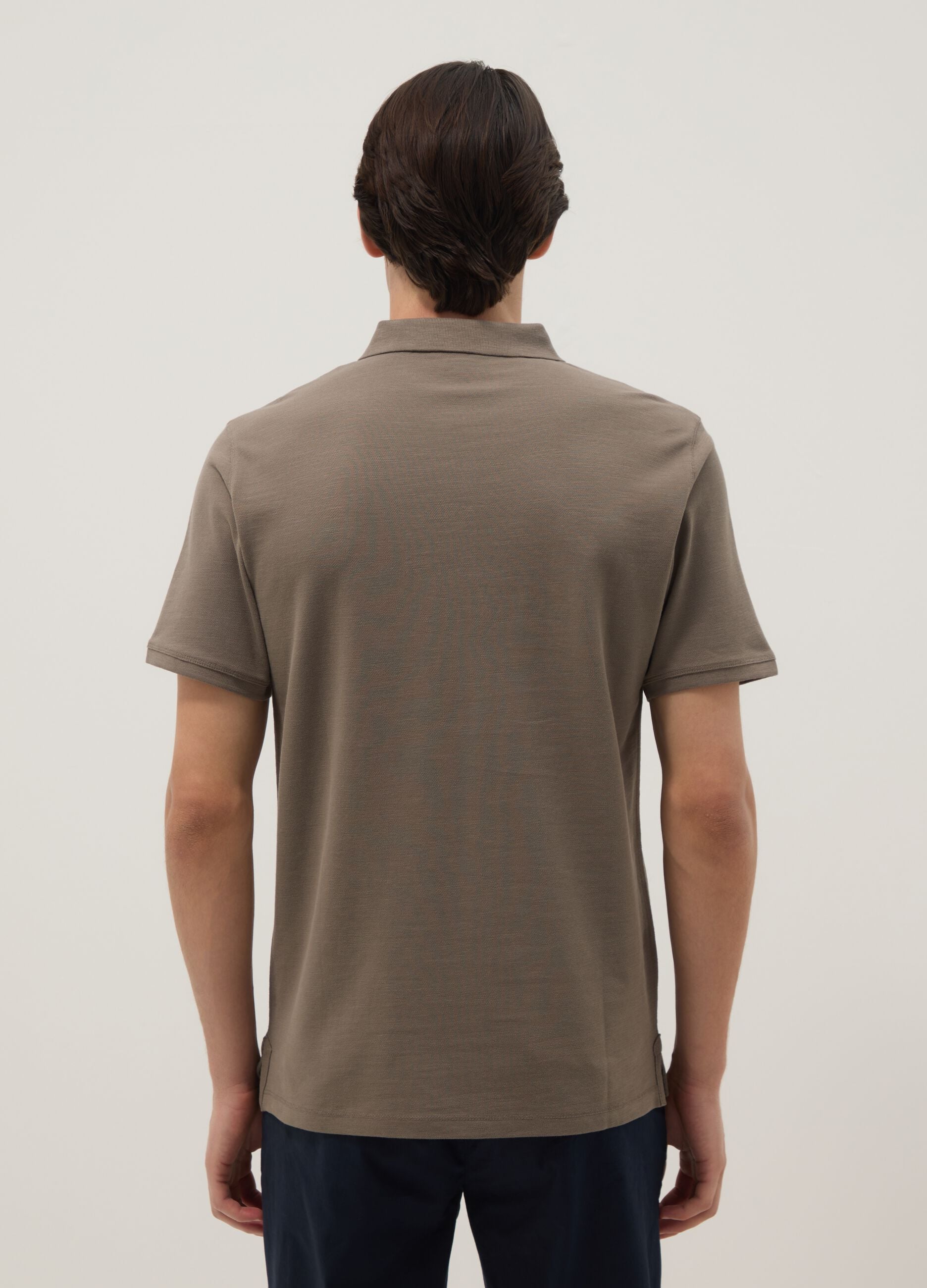Regular fit brown pure cotton polo