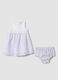 Completo bianco in puro cotone con abito e coulotte_0