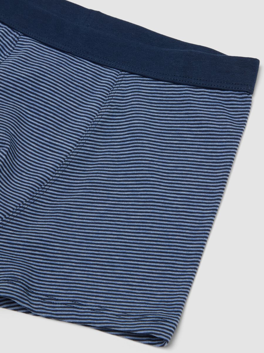 Boys' blue striped stretch organic cotton boxer shorts_2