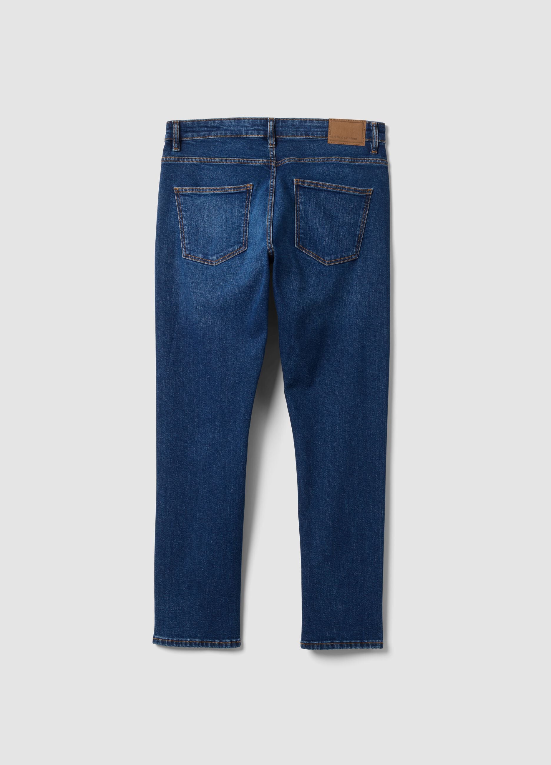 Blue slim-fit stretch cotton jeans