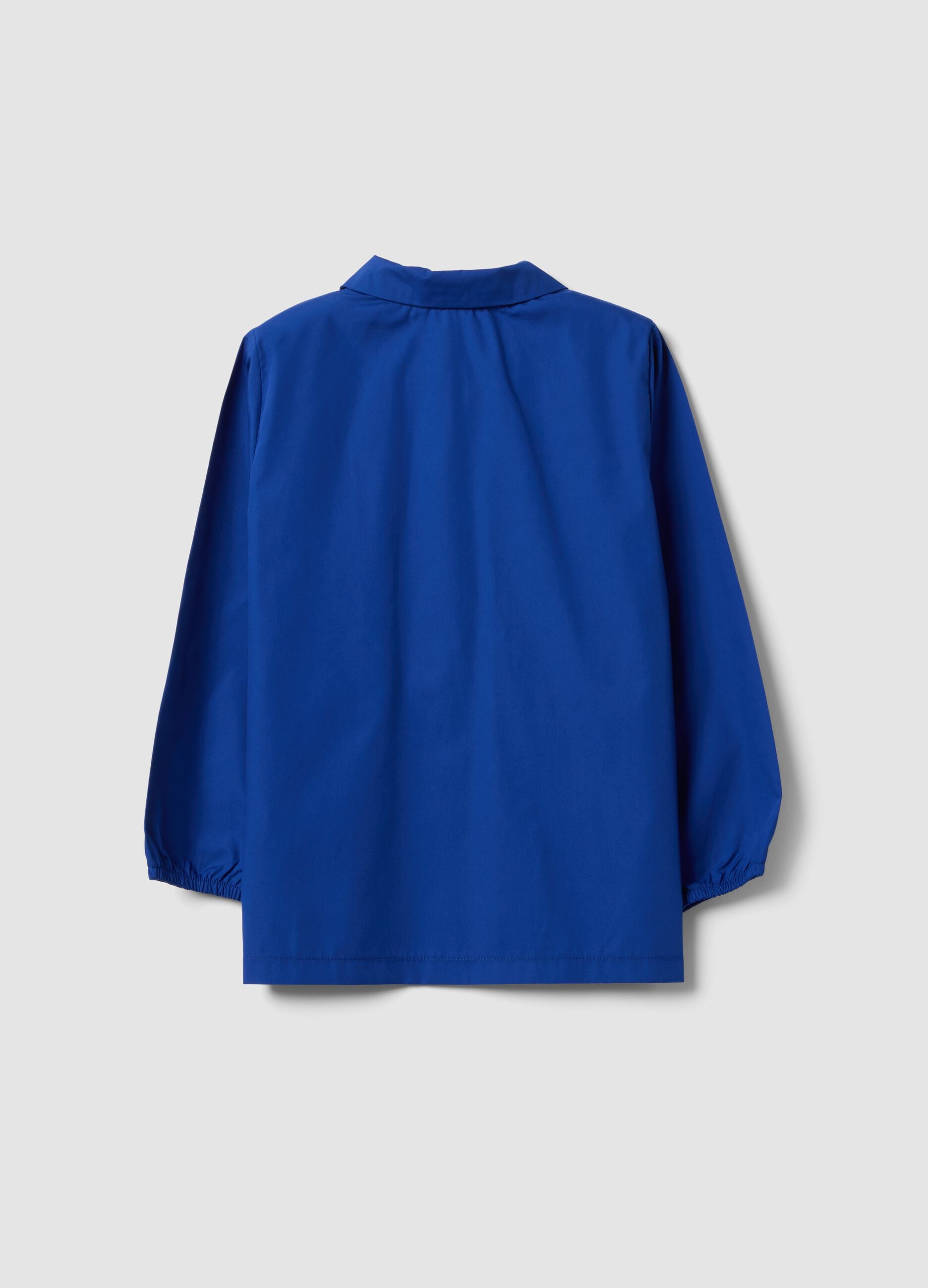 Blue school apron with Minecraft embroidery for boys