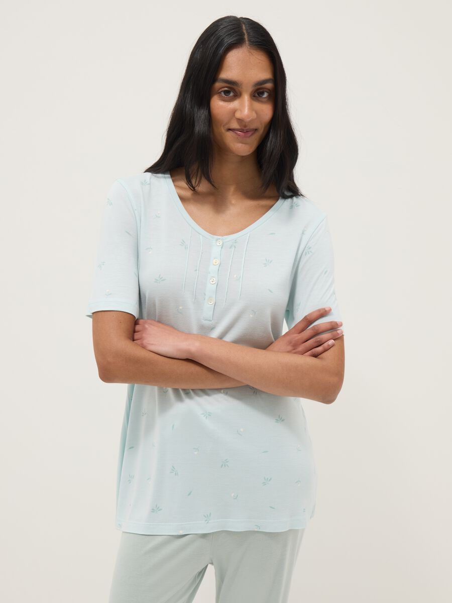 Pigiama in pura viscosa azzurro regular fit_1