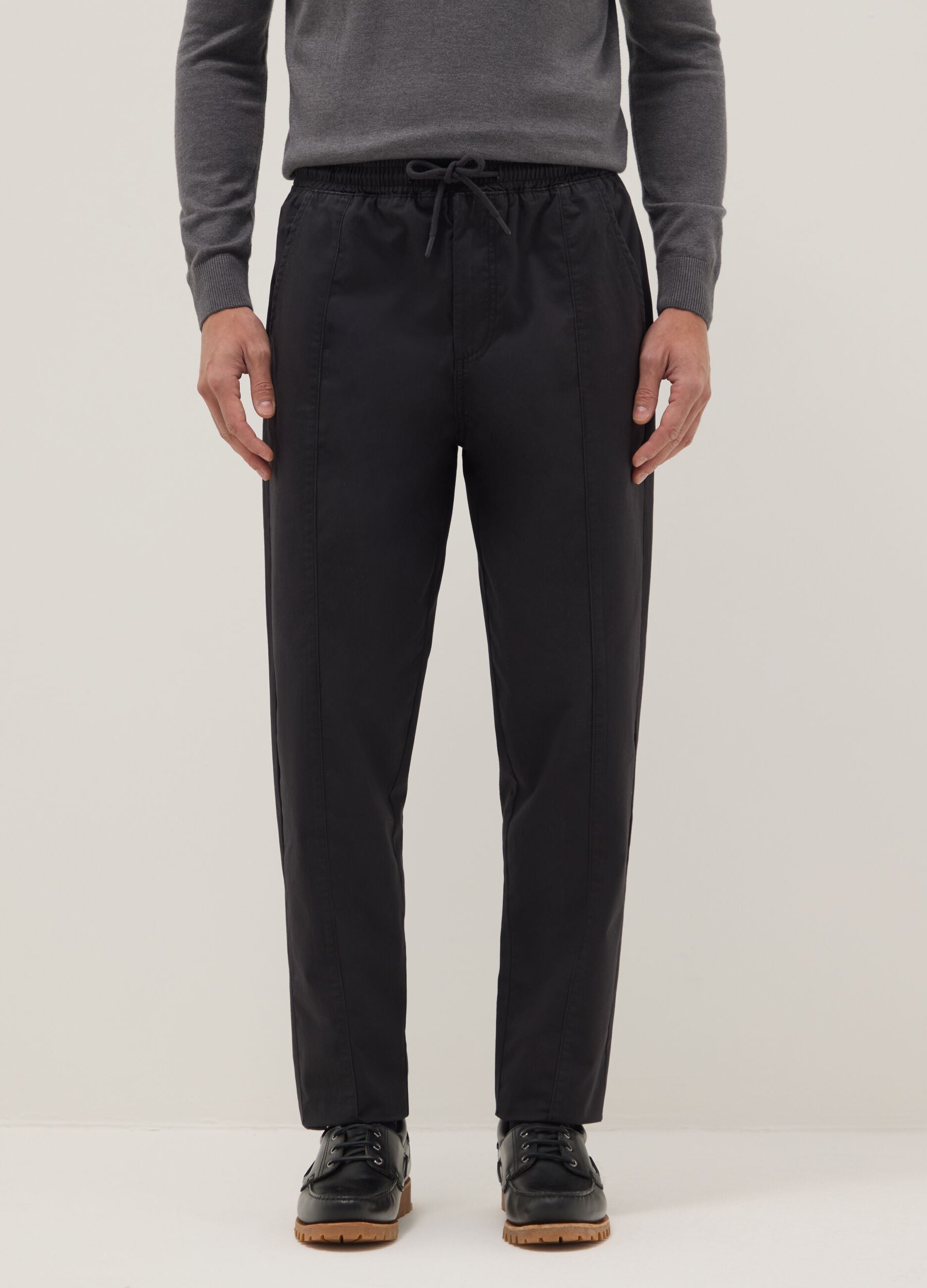 Black slim fit cotton chino trousers