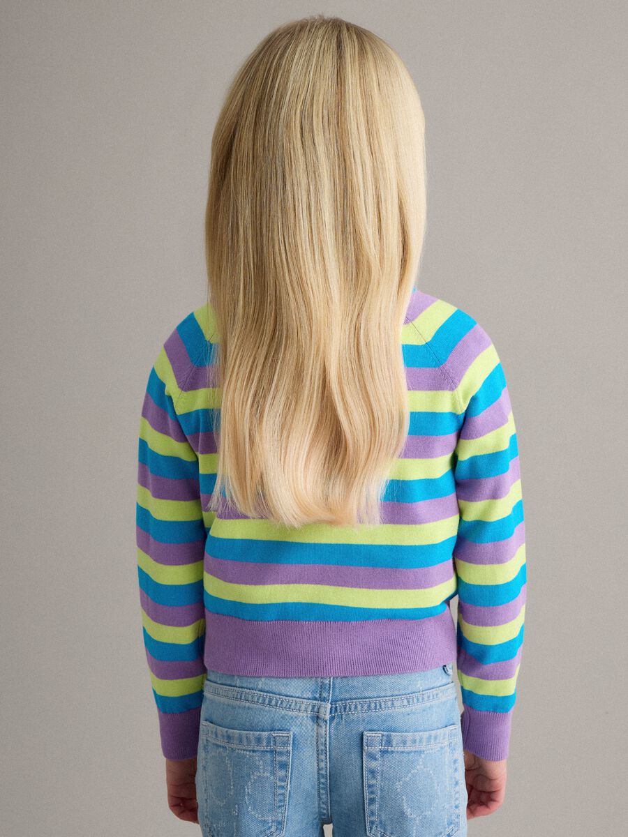 Girl's multicolour striped pure cotton pullover, regular fit_2