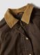 Brown cotton-blend jacket with contrast collar for girls_4