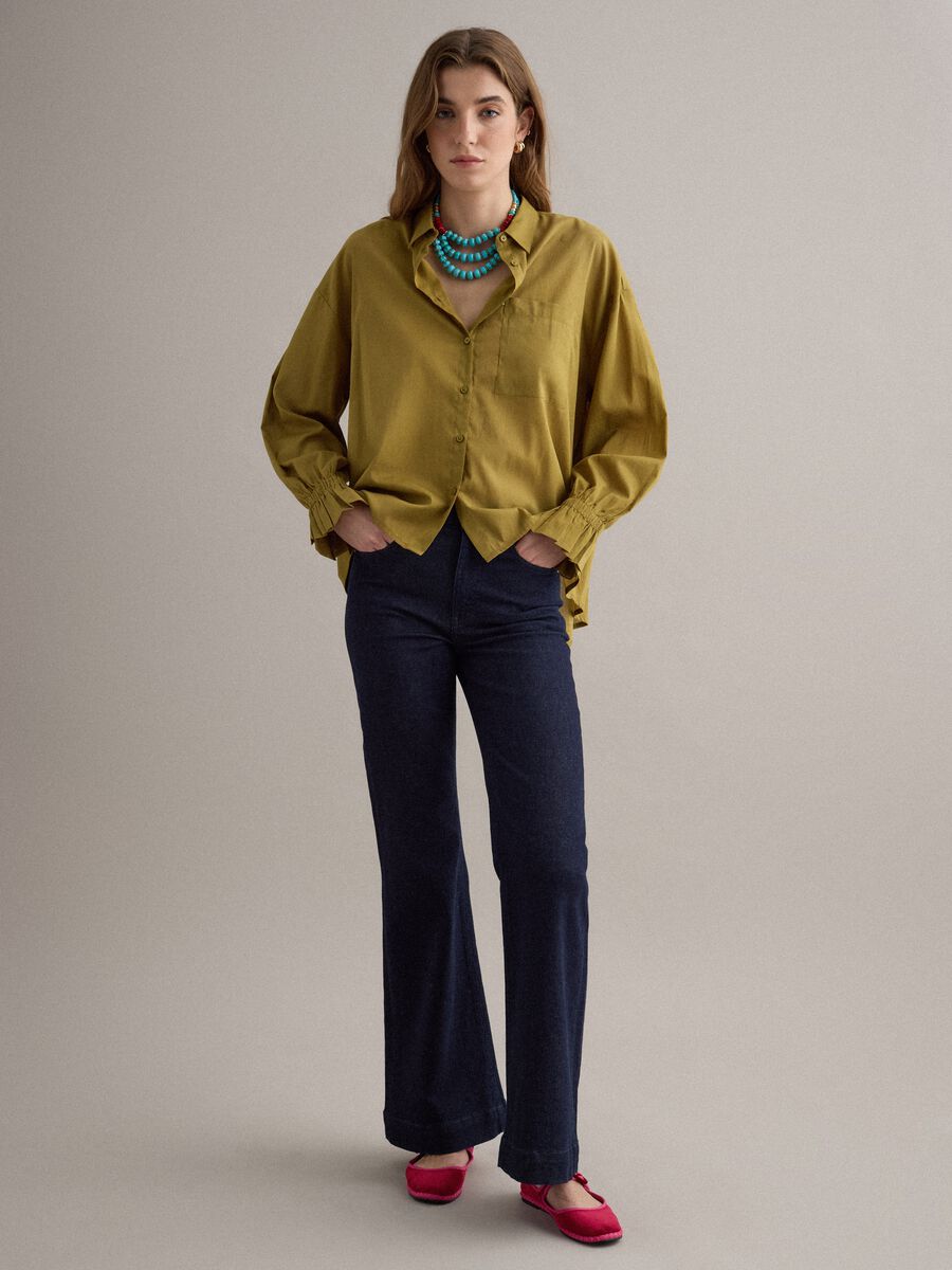 Camicia verde a maniche lunghe in puro cotone over fit_3