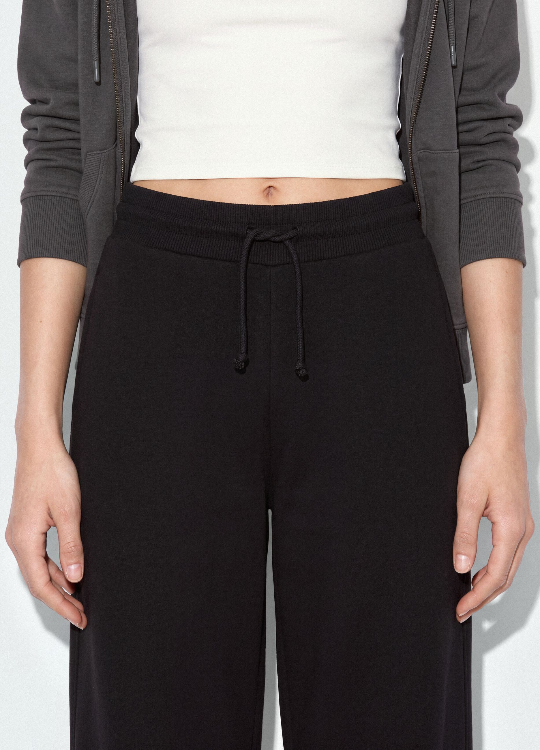 Black cotton-blend baggy-fit joggers