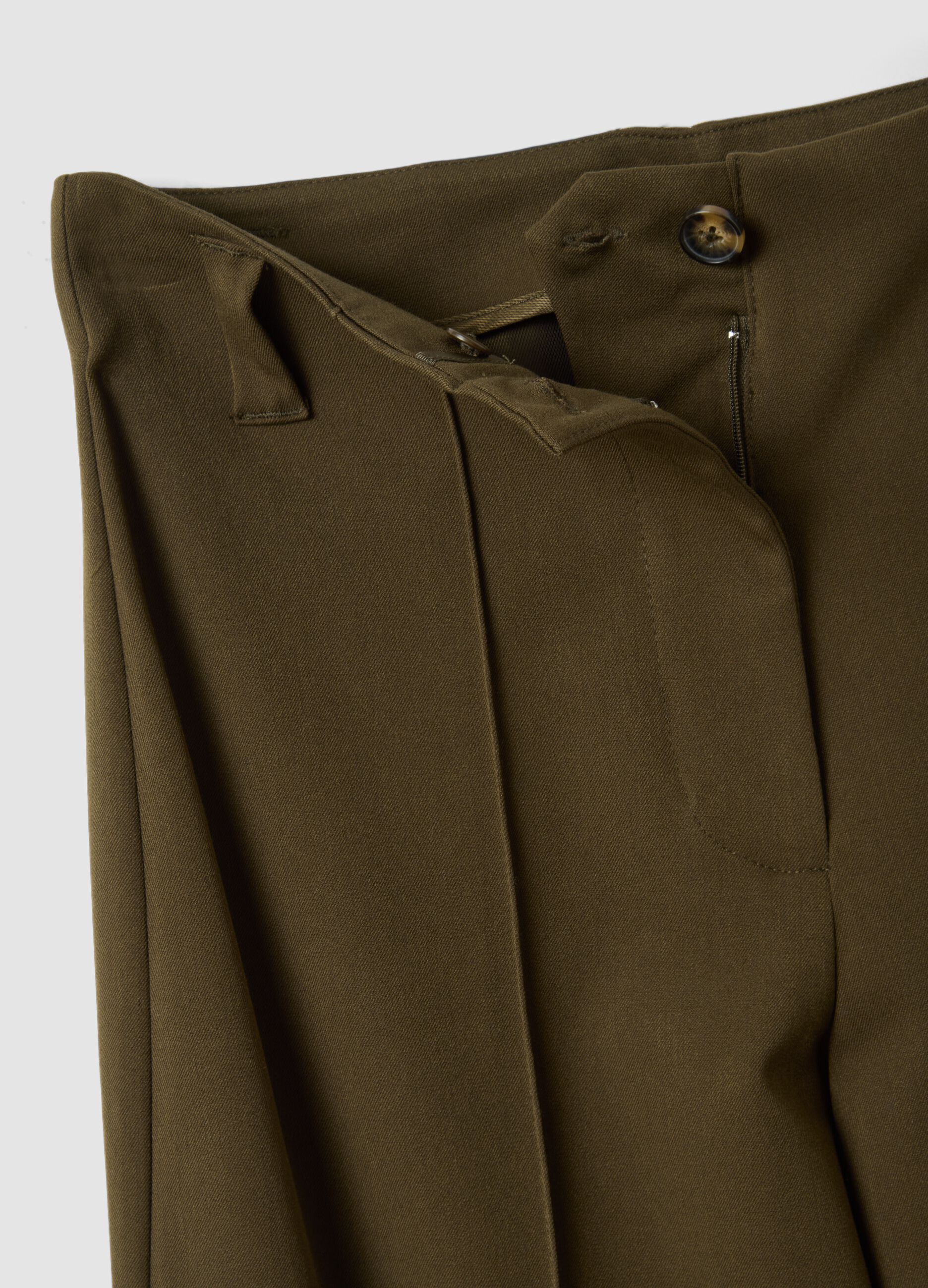 Green wide-leg stretch viscose chino trousers