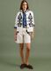 White linen-lyocell blend shorts with contrasting embroidery, regular fit_0
