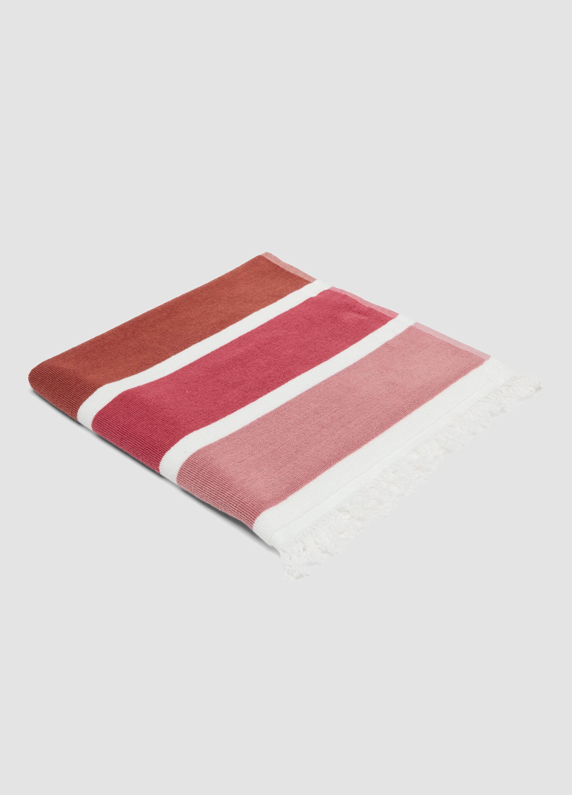 Multicolour pure cotton striped beach towel
