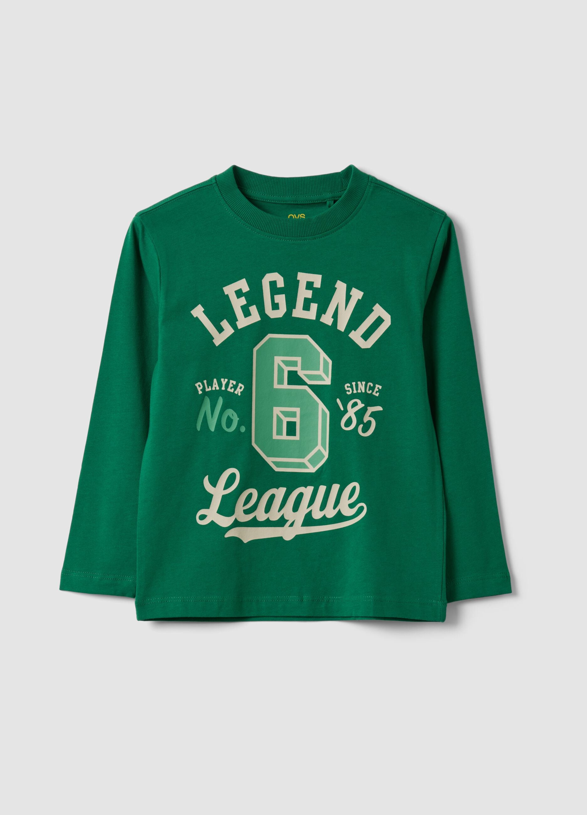 Green crew-neck T-shirt in pure organic cotton