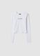 White organic stretch cotton T-shirt with ribbed neckline_3