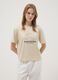 Beige short-sleeved pure cotton T-shirt with embroidery_2