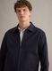 Blue regular fit cotton-linen blend jacket with zip_2