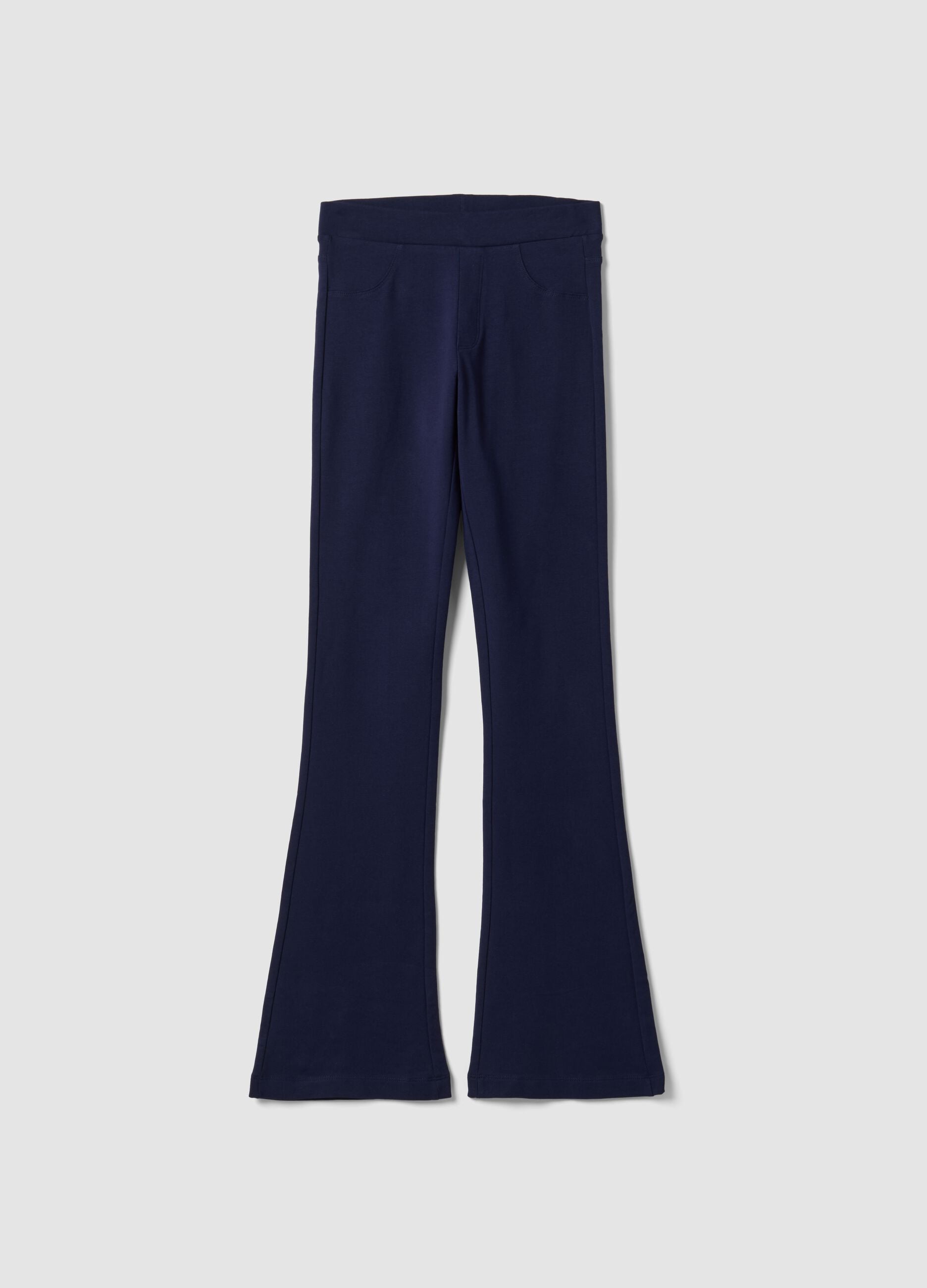 Girls&rsquo; blue slim-fit stretch organic cotton trousers