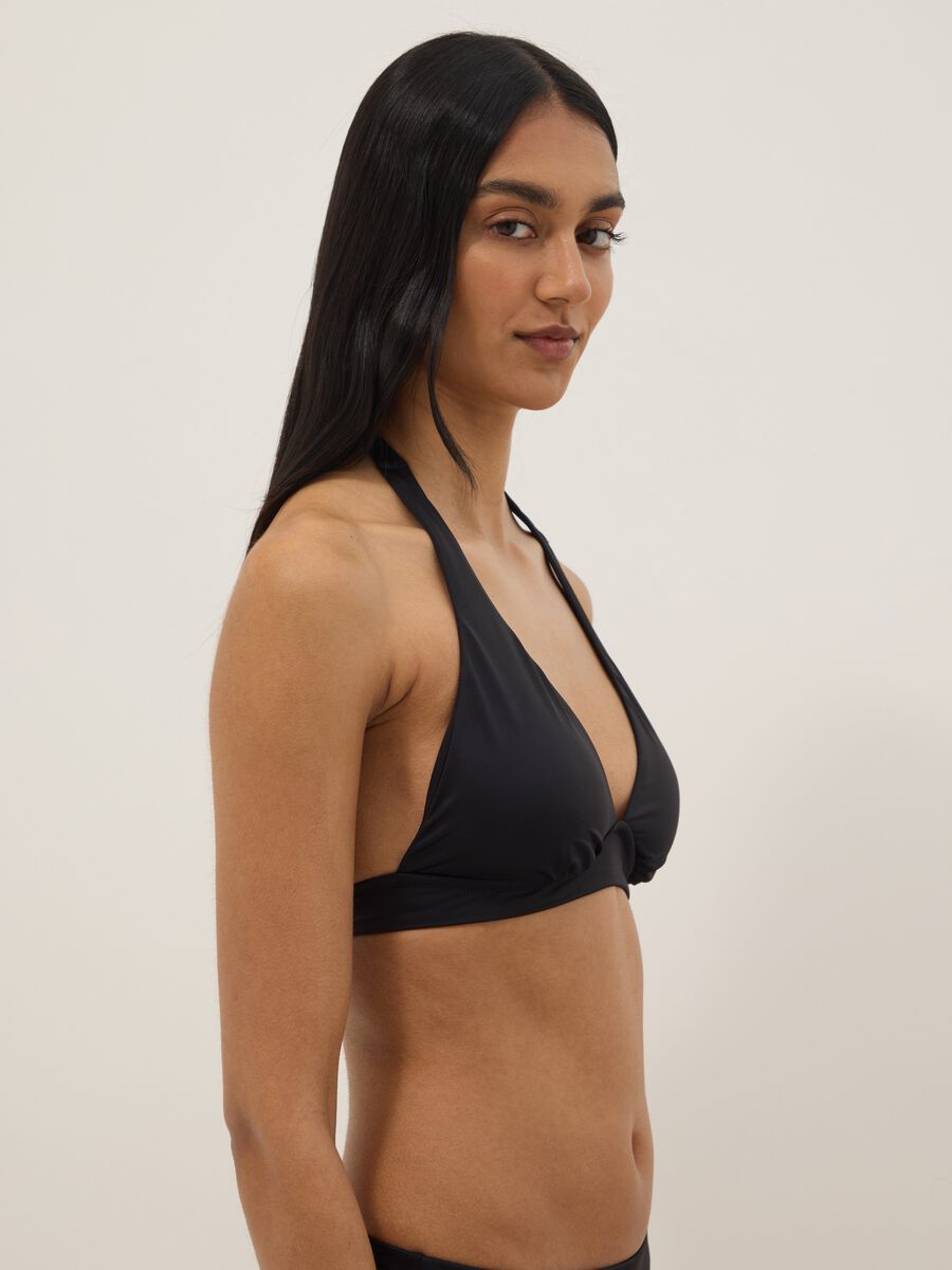 Black stretch triangle bikini top_3