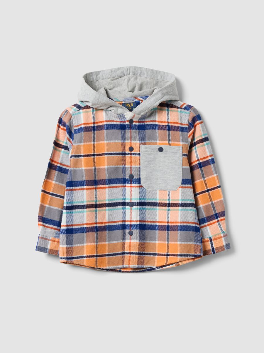 Multicolour hooded pure cotton slim-fit shirt for boys_0