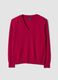Red pure wool jumper with deep V-neck_0