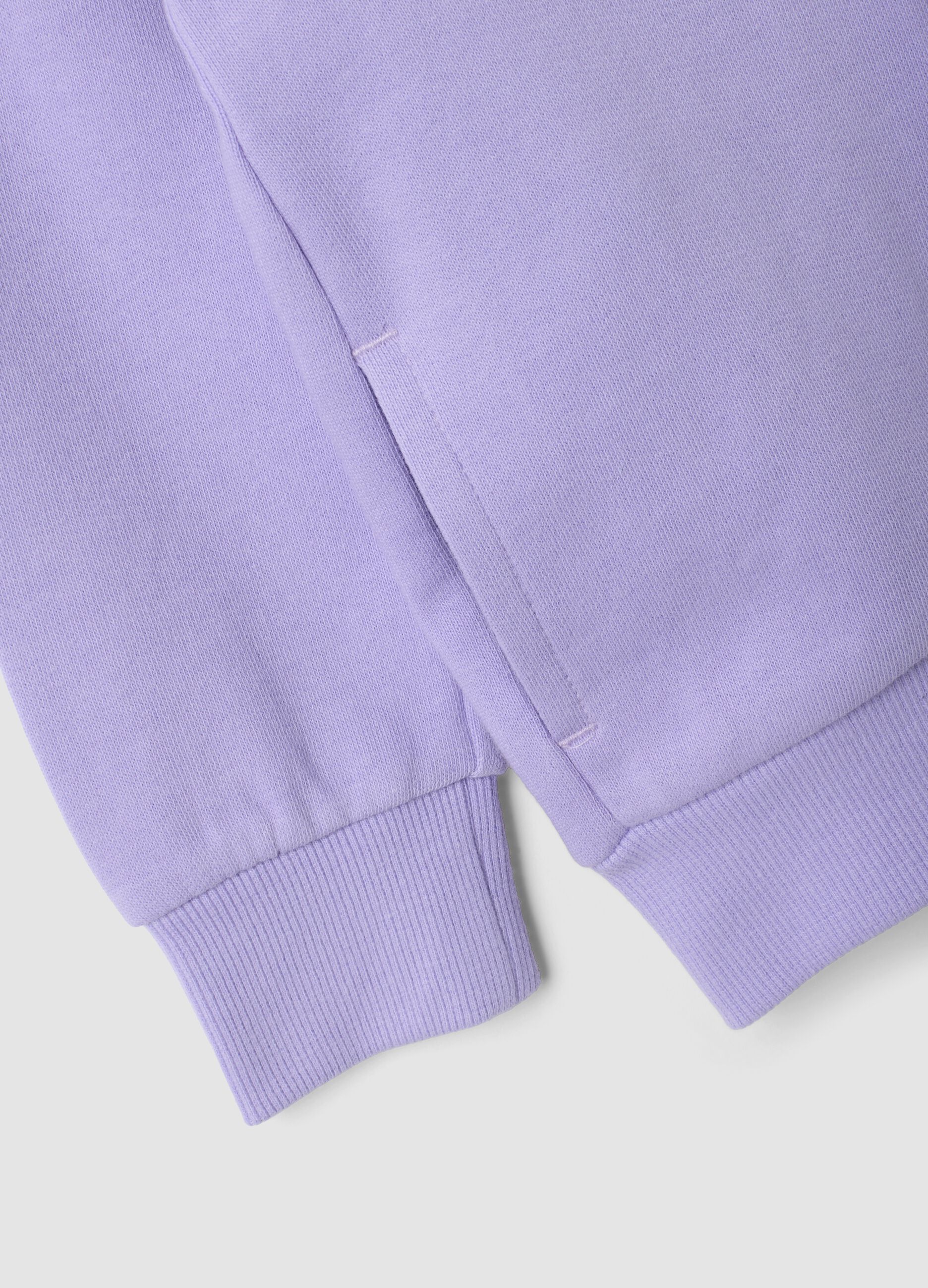 Felpa viola con cappuccio in puro cotone organico con stella regular fit per bimba