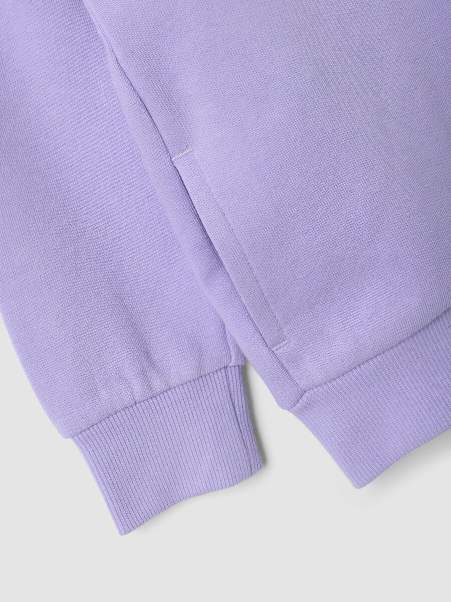 Felpa viola con cappuccio in puro cotone organico con stella regular fit per bimba_2