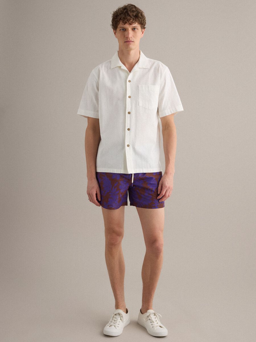 Purple floral-print swim shorts_0