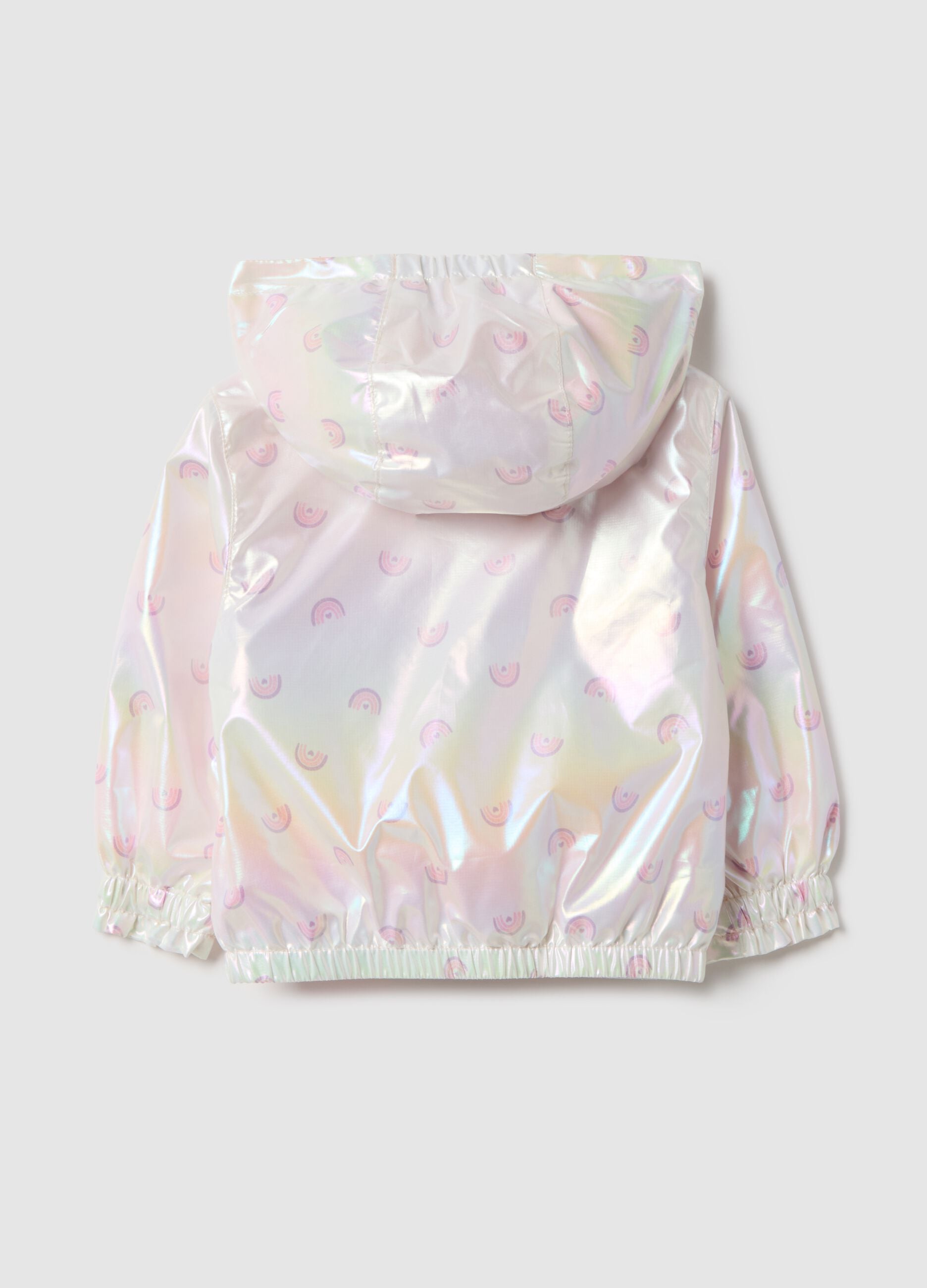 Multicoloured iridescent jacket with hood for children, regular fit