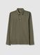 Long-sleeve green cotton polo shirt regular fit_4