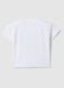 White stretch cotton girl's T-shirt, regular fit with print_1