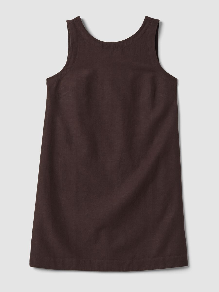 Brown regular-fit dress in a viscose, cotton and linen blend_4