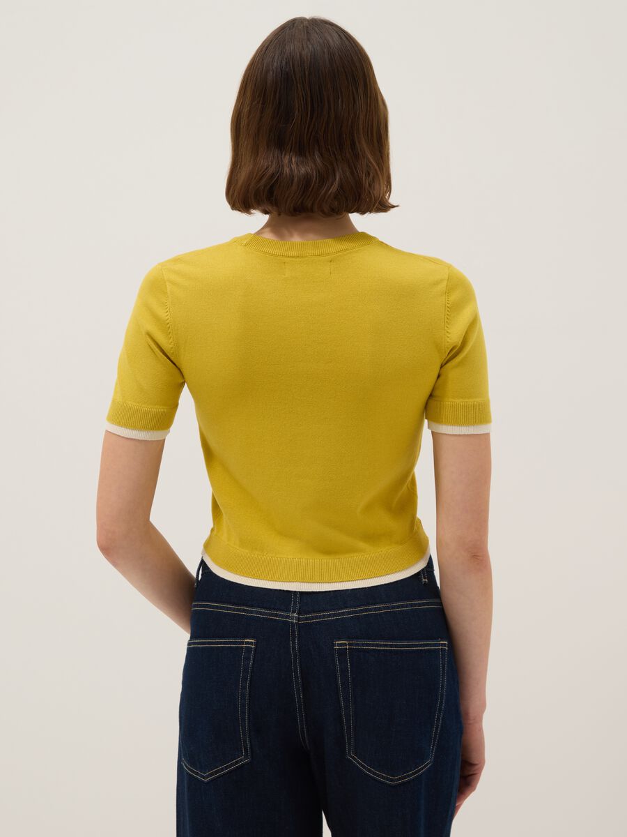 Maglione girocollo in misto viscosa giallo regular fit_2