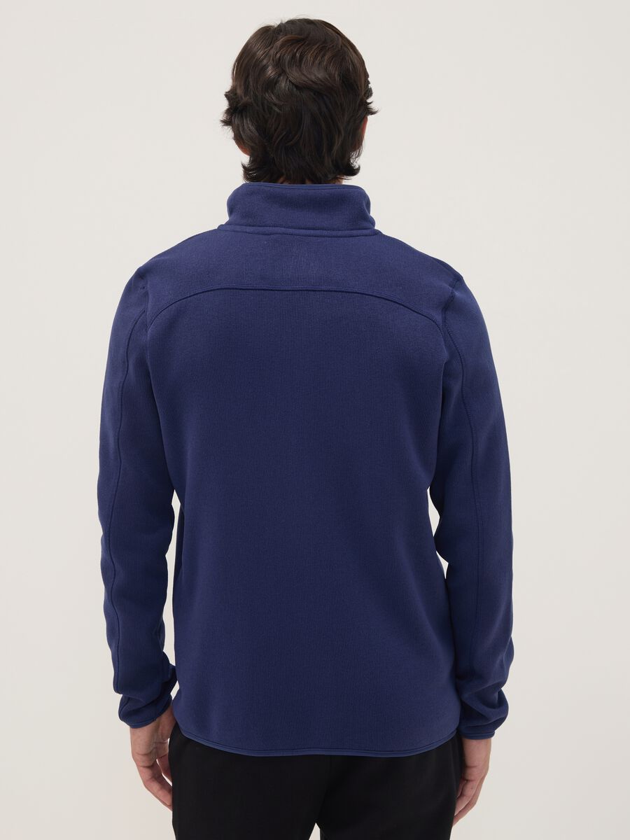 Blue full-zip sweatshirt with high neck and logo_3
