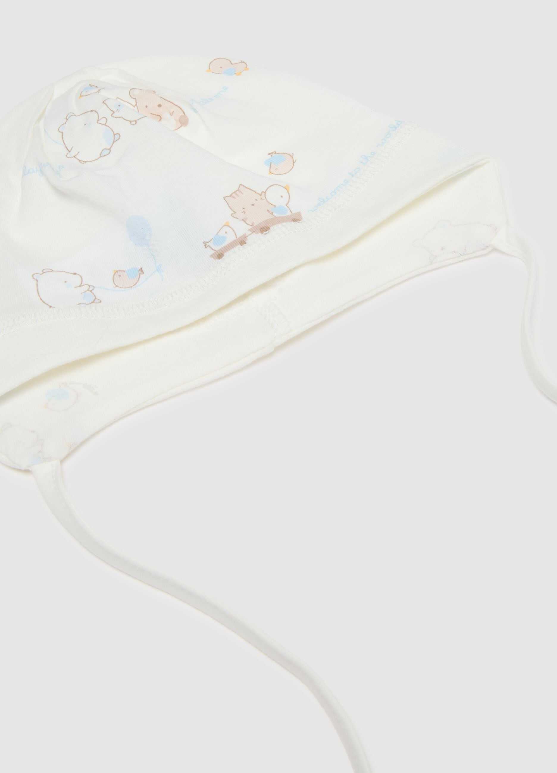 Multicolour baby hat and shoes set in pure cotton