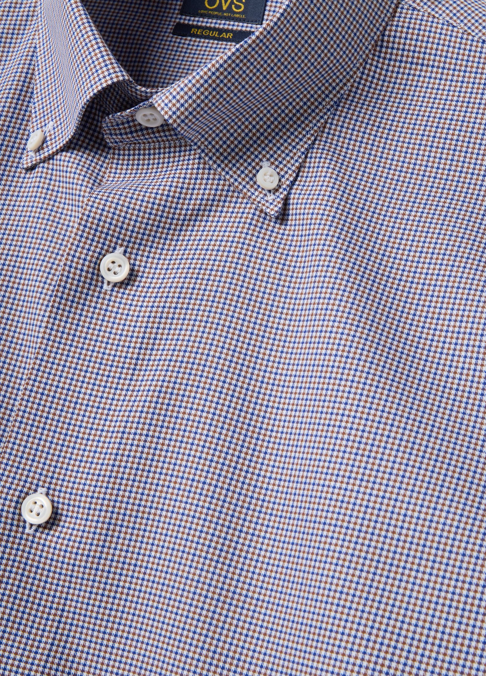 Grey pure cotton micro-check regular fit shirt
