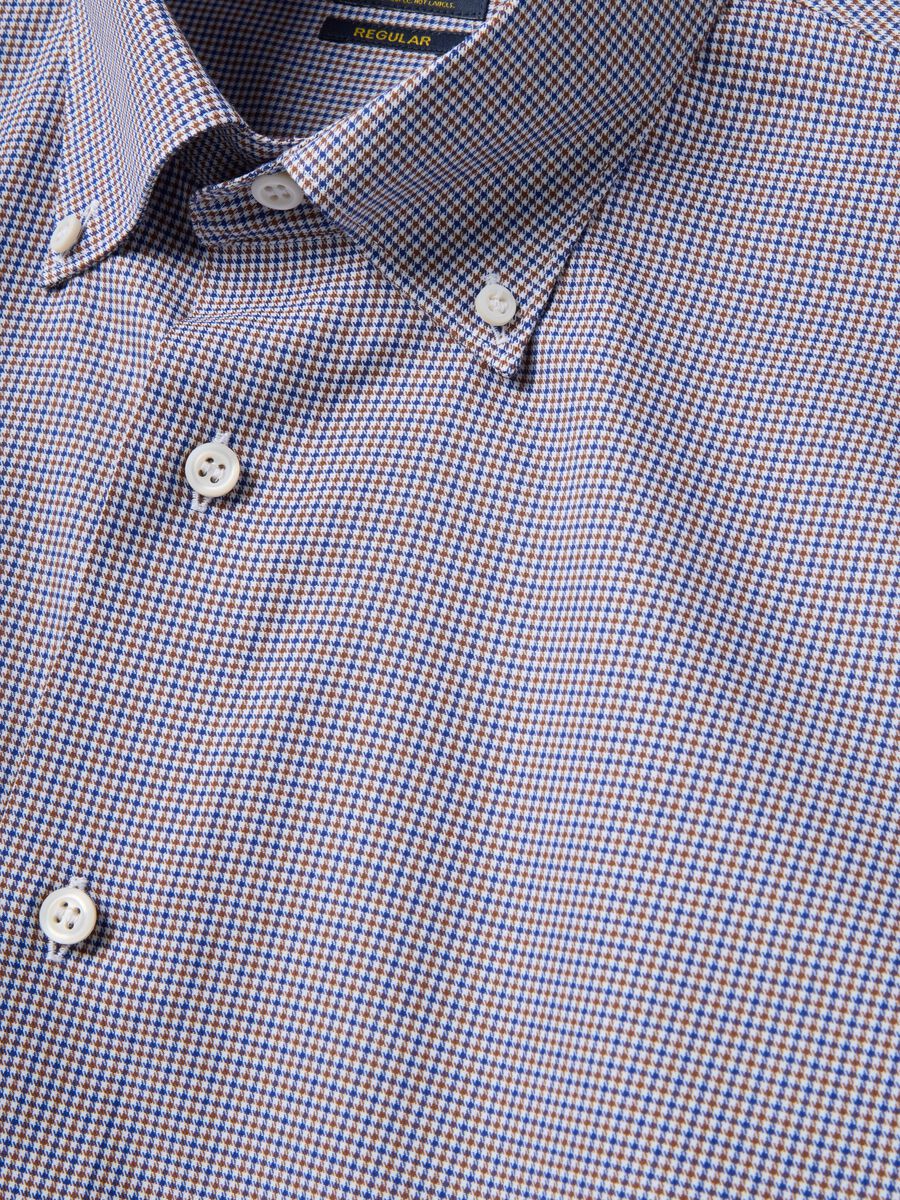 Grey pure cotton micro-check regular fit shirt_5