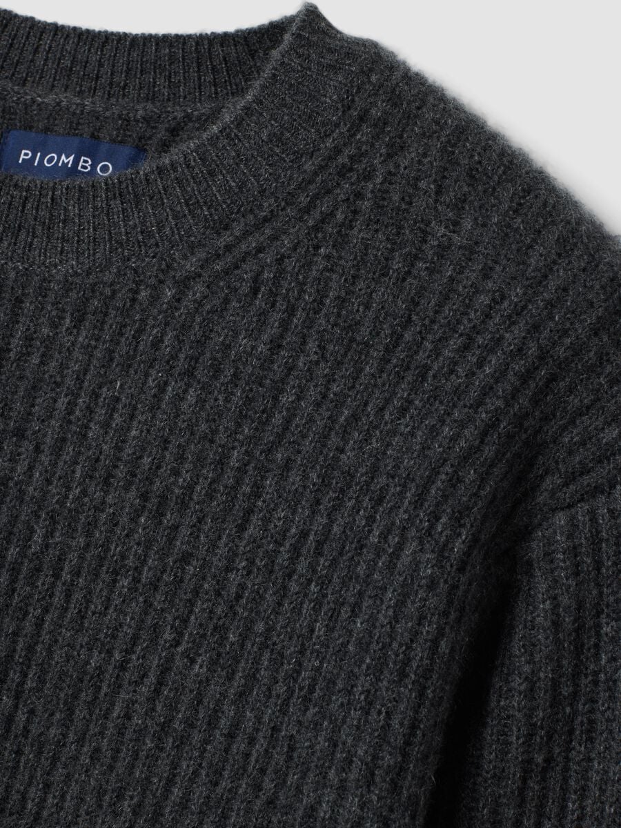 Grey pure cashmere ribbed jumper, regular fit_1