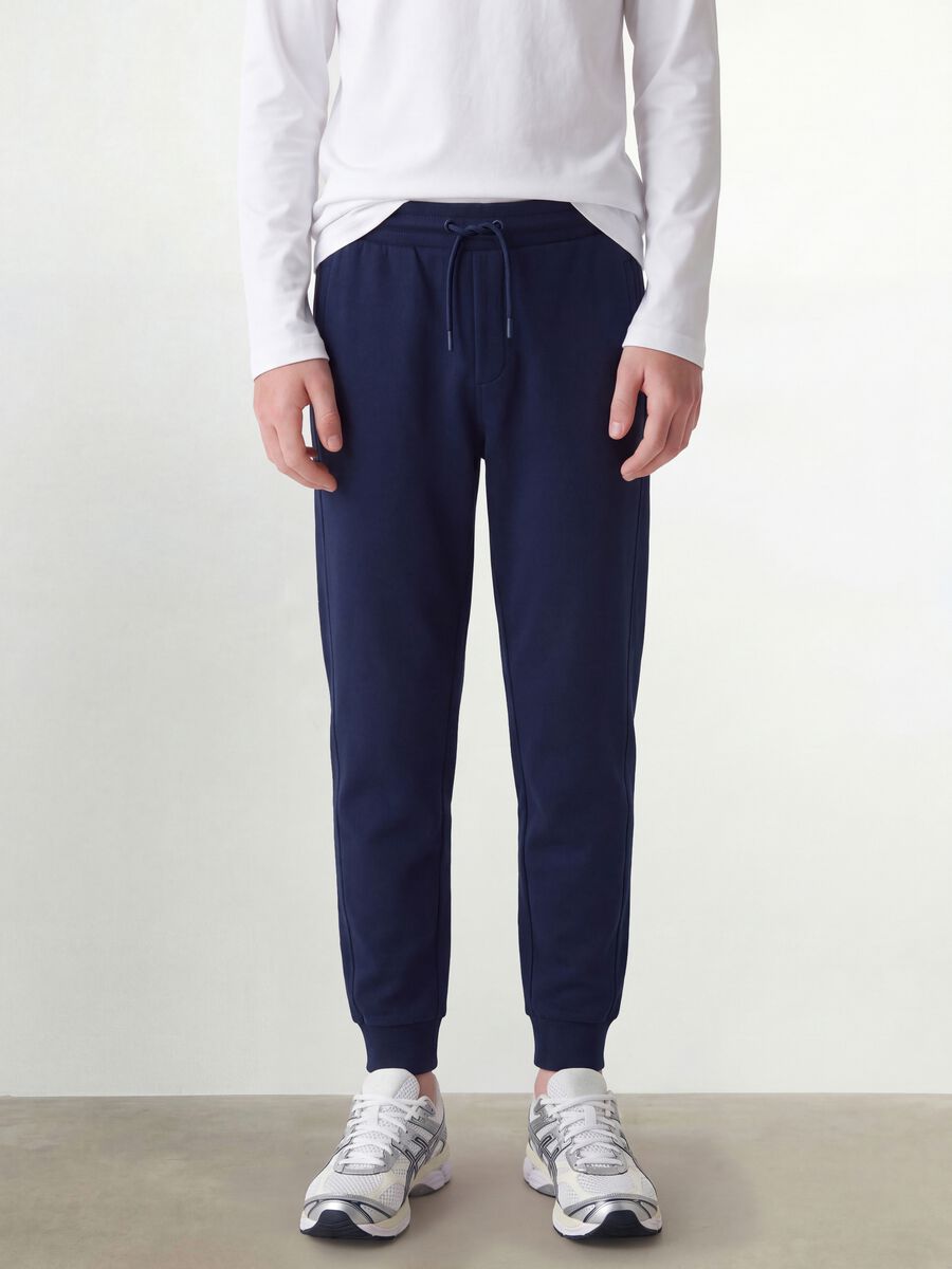 Blue organic cotton jogger trousers_1