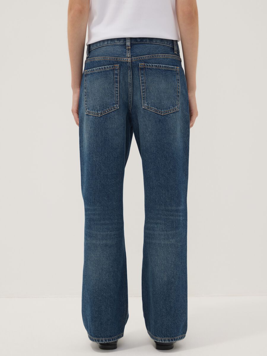 Dark blue pure cotton straight-fit jeans_3