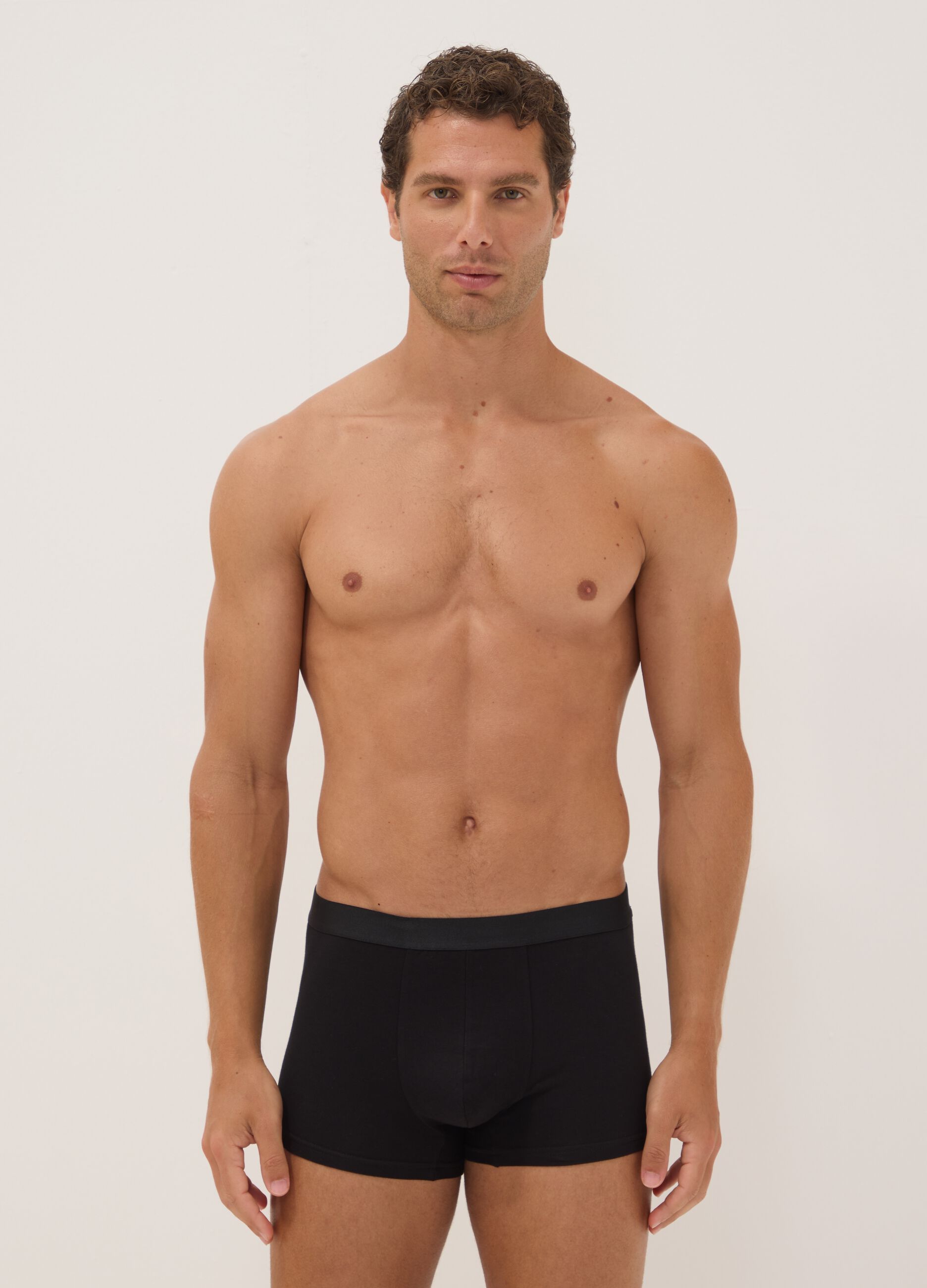 Five-pack of black stretch organic cotton boxers