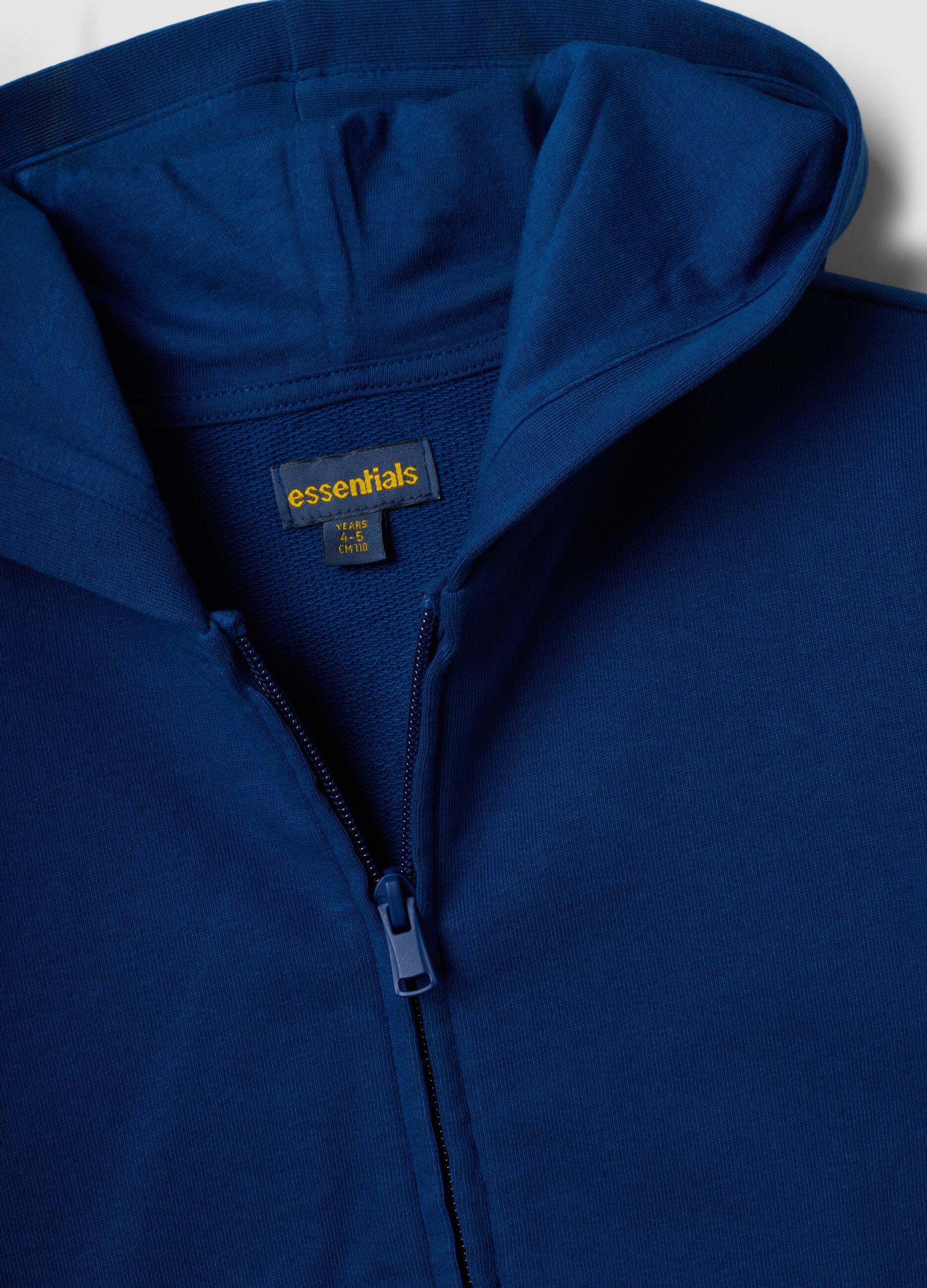 Blue hooded sweatshirt in pure organic cotton for boys, regular fit