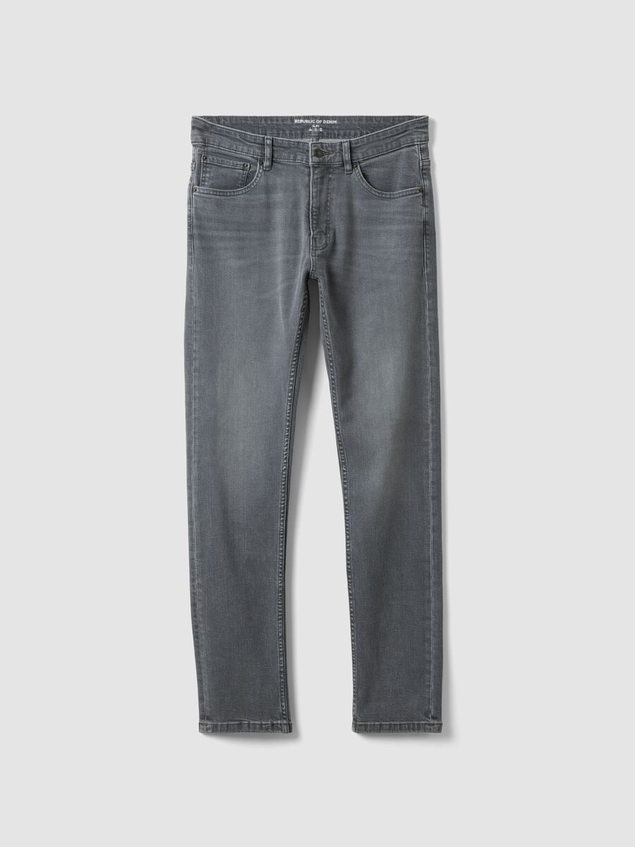 Grey stretch-cotton slim-fit denim jeans_0