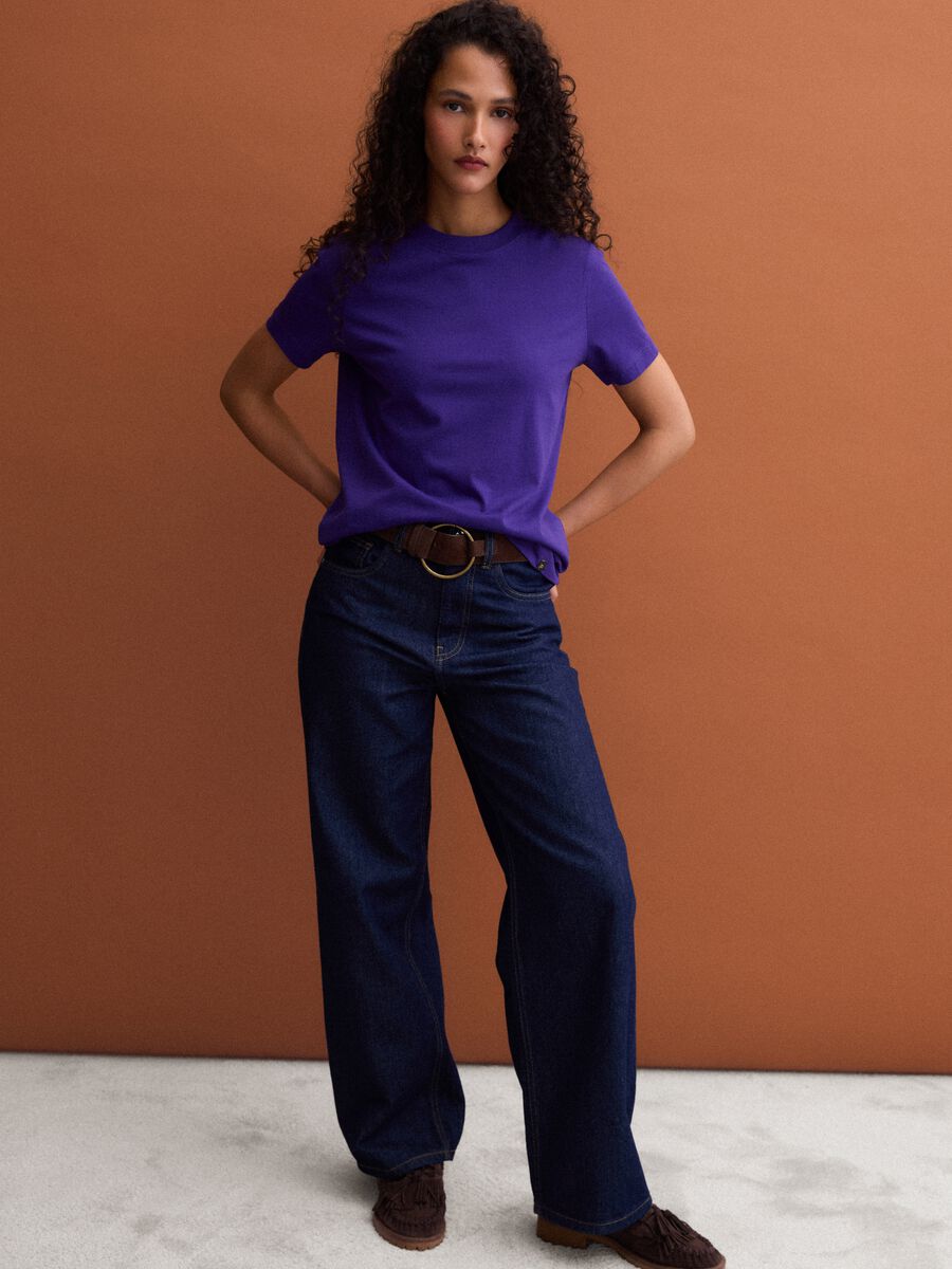 T-shirt girocollo viola in puro cotone Supima regular fit_1