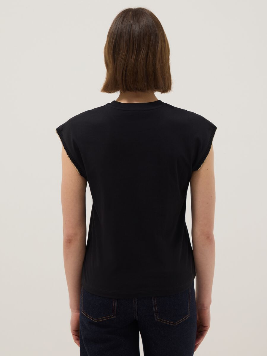T-shirt senza maniche in puro cotone nera regular fit_2