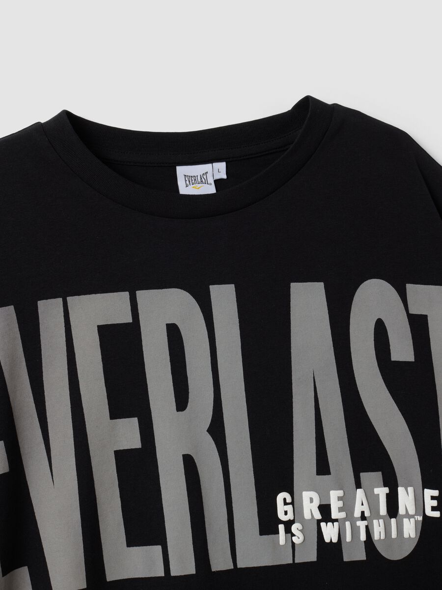 Black pure cotton T-shirt with front logo_5