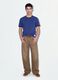 Blue fitted pure cotton T-shirt with contrast trims_1