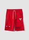 Red cotton-blend sports shorts with Chicago Bulls logo_4